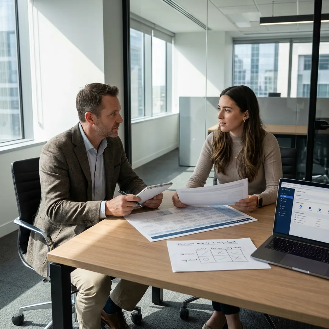 Leadership development strategy session with business owner