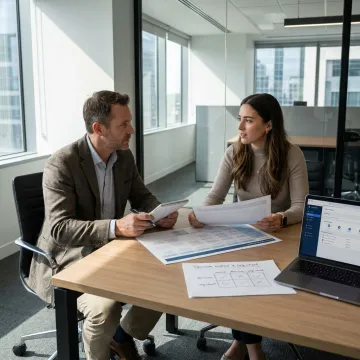 Leadership development strategy session with business owner