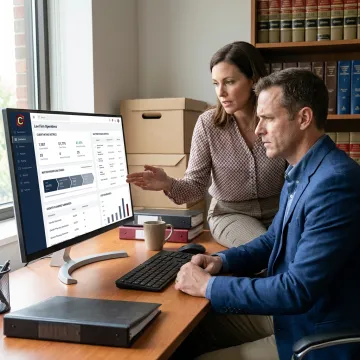 Law firm consultant reviewing business systems