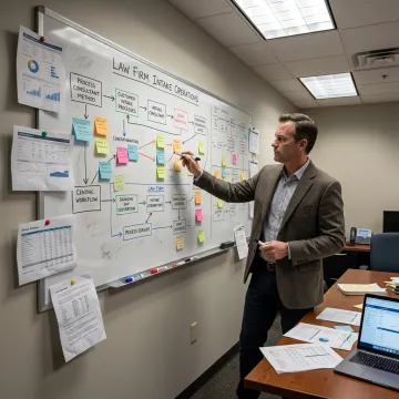 Consultant reviewing law firm operations plan