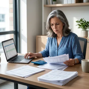 Bookkeeping consultant reviewing financial reports