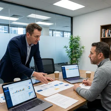 Consultant mapping business systems and growth strategy