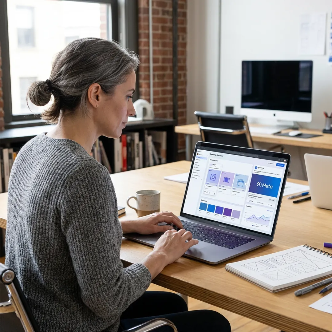 Designer creating digital ad campaign mockups