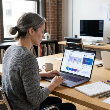 Designer creating digital ad campaign mockups