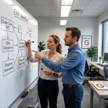 Consultant mapping ERP workflow and API integrations