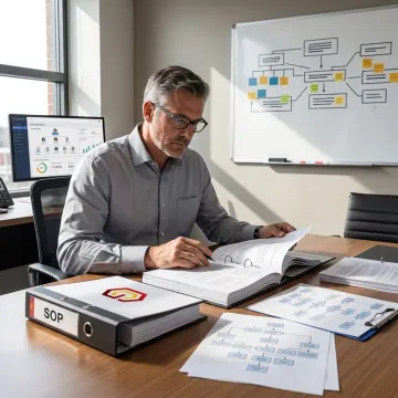 Consultant mapping business operations process