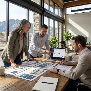 Brand development and marketing strategy workspace