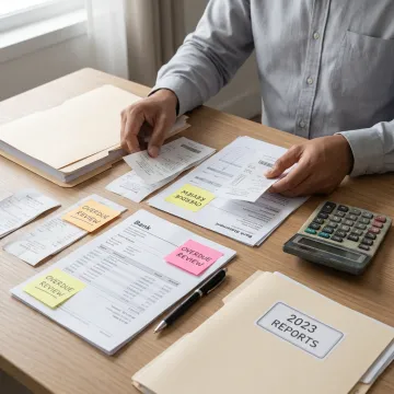 Bookkeeper organizing overdue small business financial records