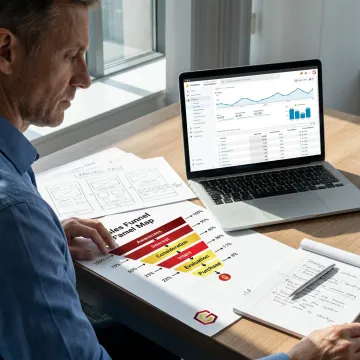 Consultant mapping a sales funnel strategy