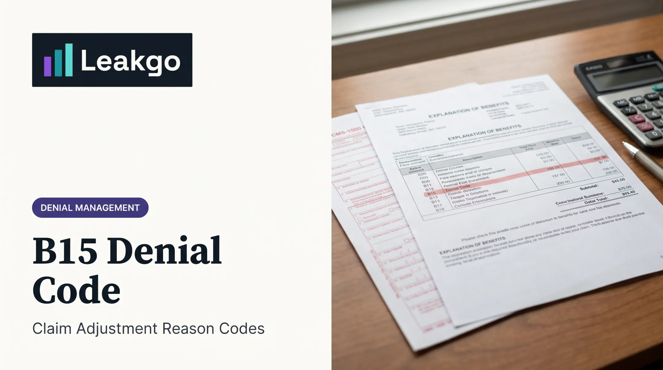 B15 Denial Code: Claim Adjustment Reason Codes