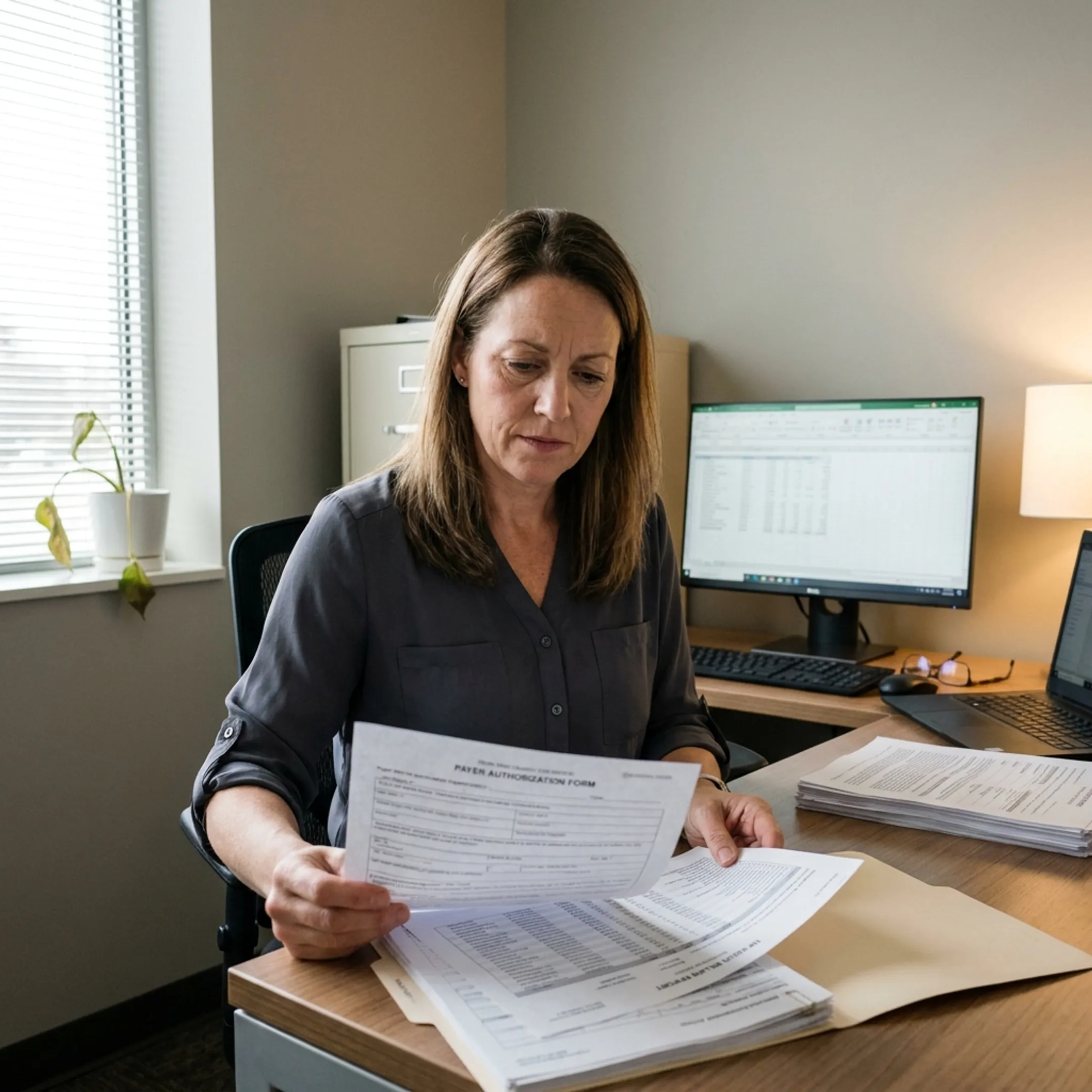 Healthcare administrator analyzing infectious disease revenue cycle reports