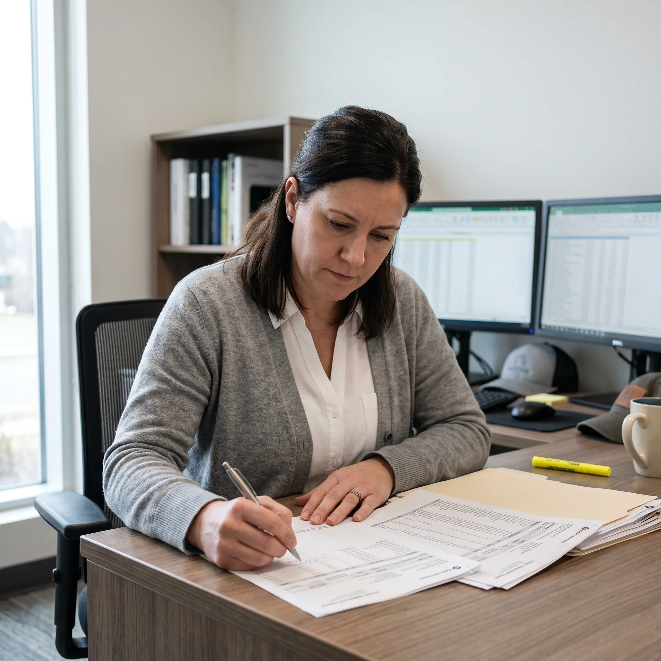 Healthcare billing specialist reviewing infectious disease claims and revenue-cycle reports