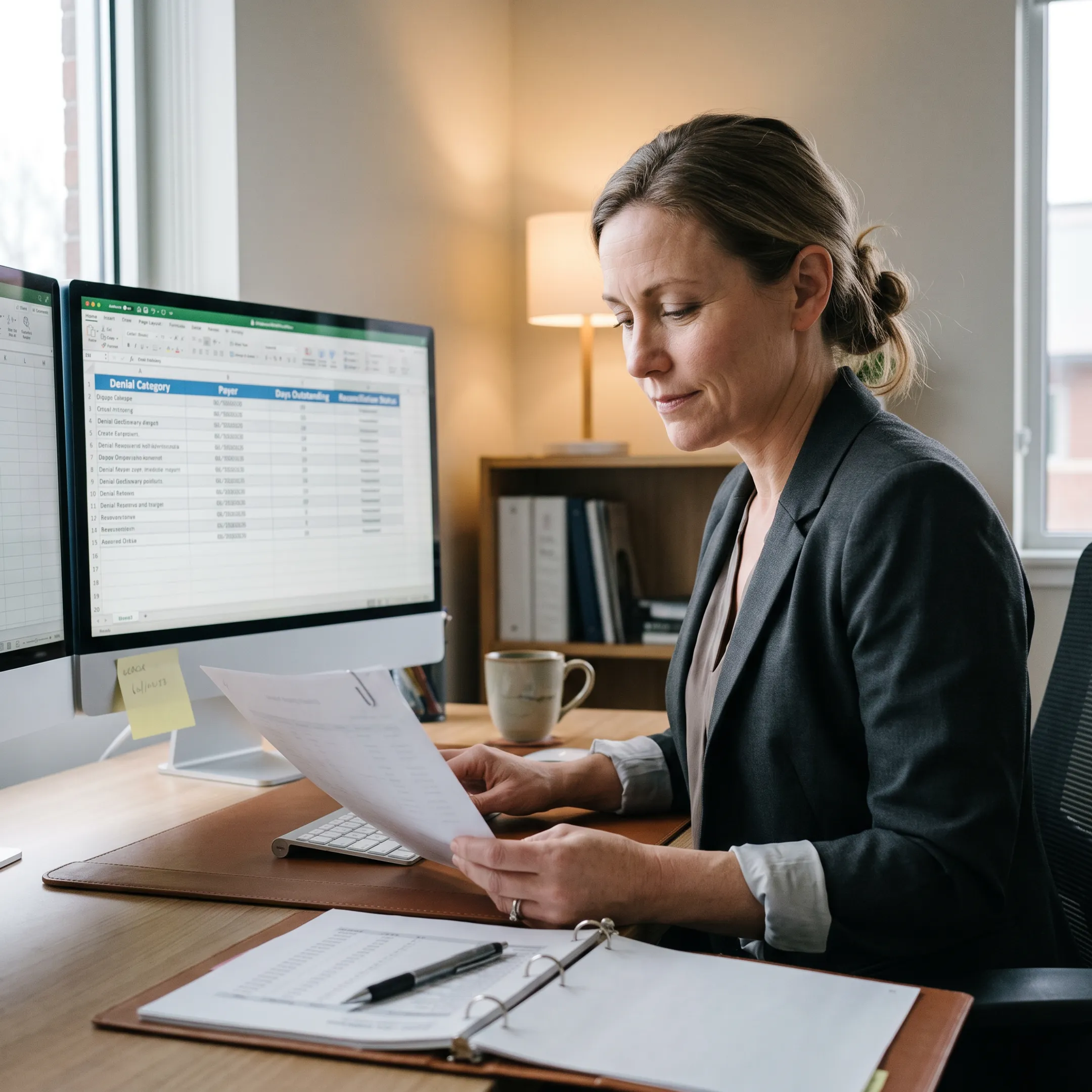 Accounts receivable analyst reviewing infectious disease billing recovery data