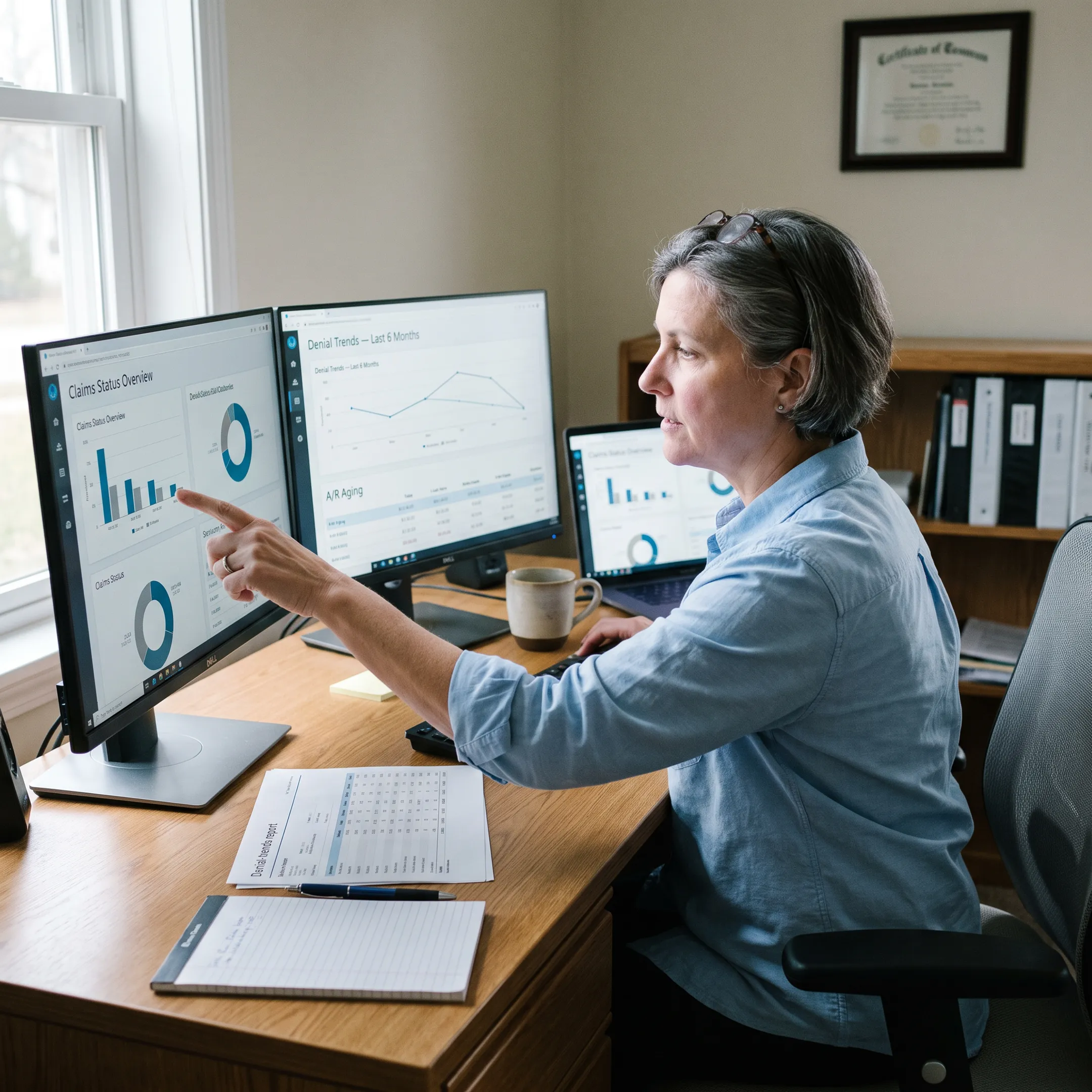 Infectious disease practice administrator analyzing claims and payment trends