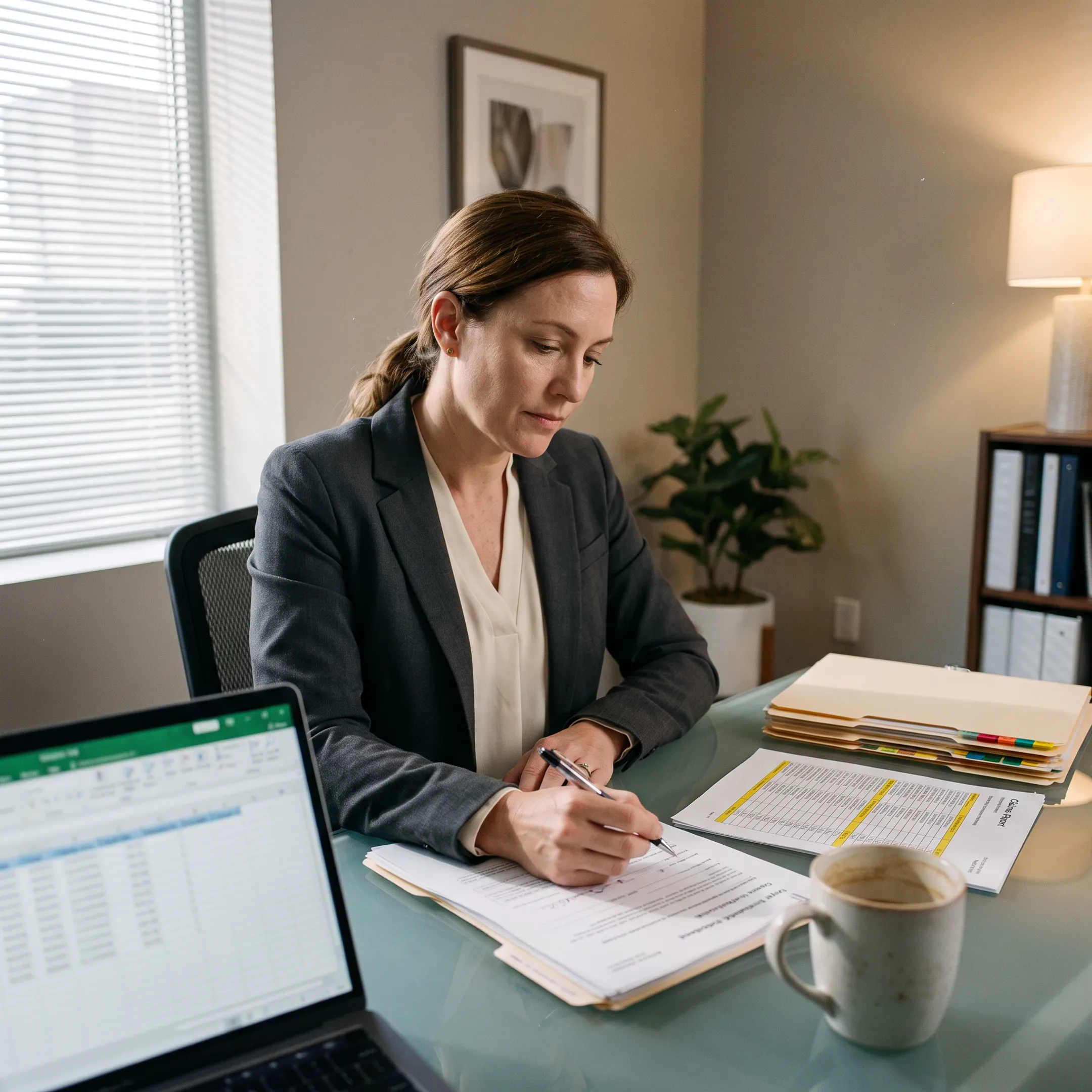 Infectious disease practice administrator reviewing payer credentialing and revenue-cycle documents