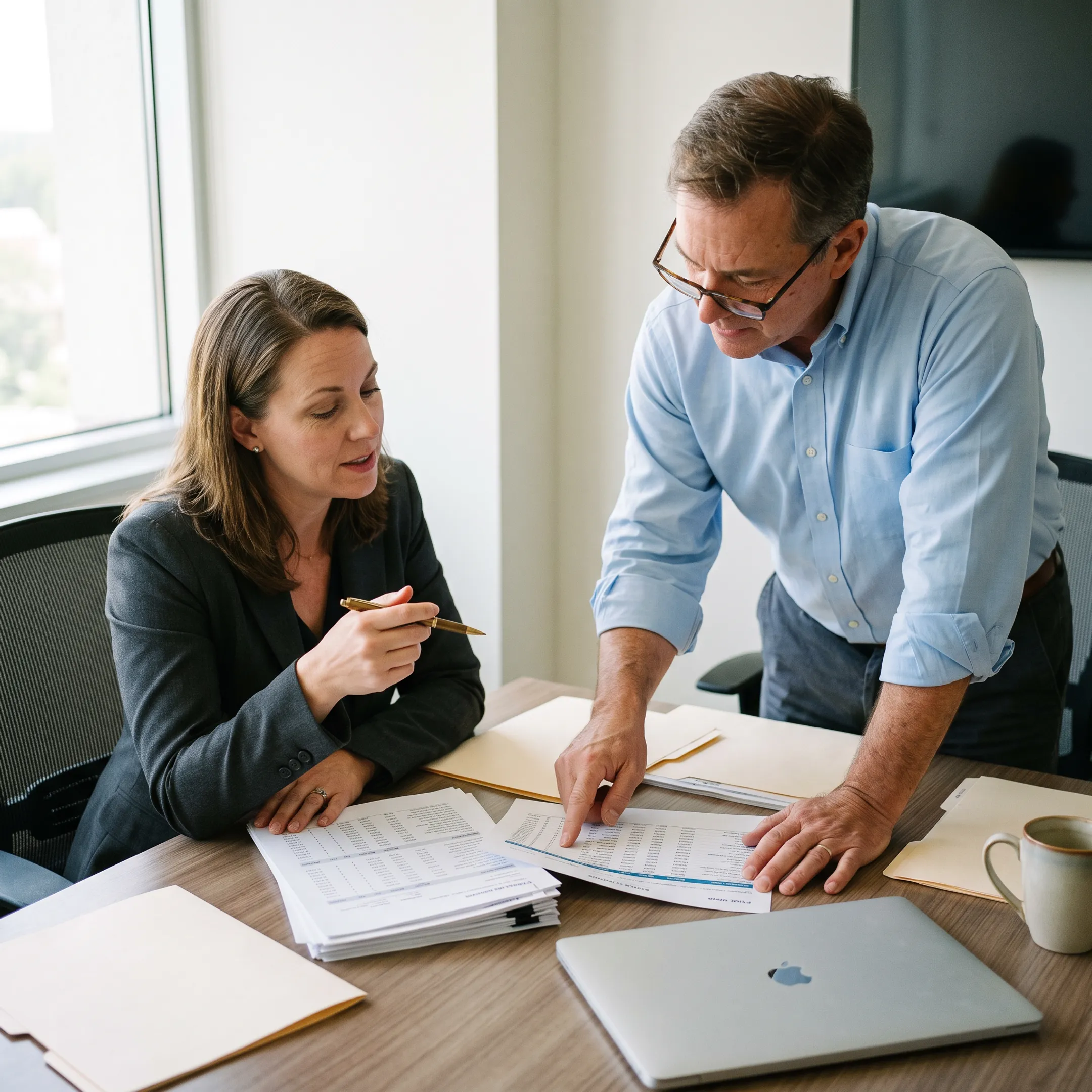 Medical billing consultant reviewing infectious disease practice revenue-cycle reports