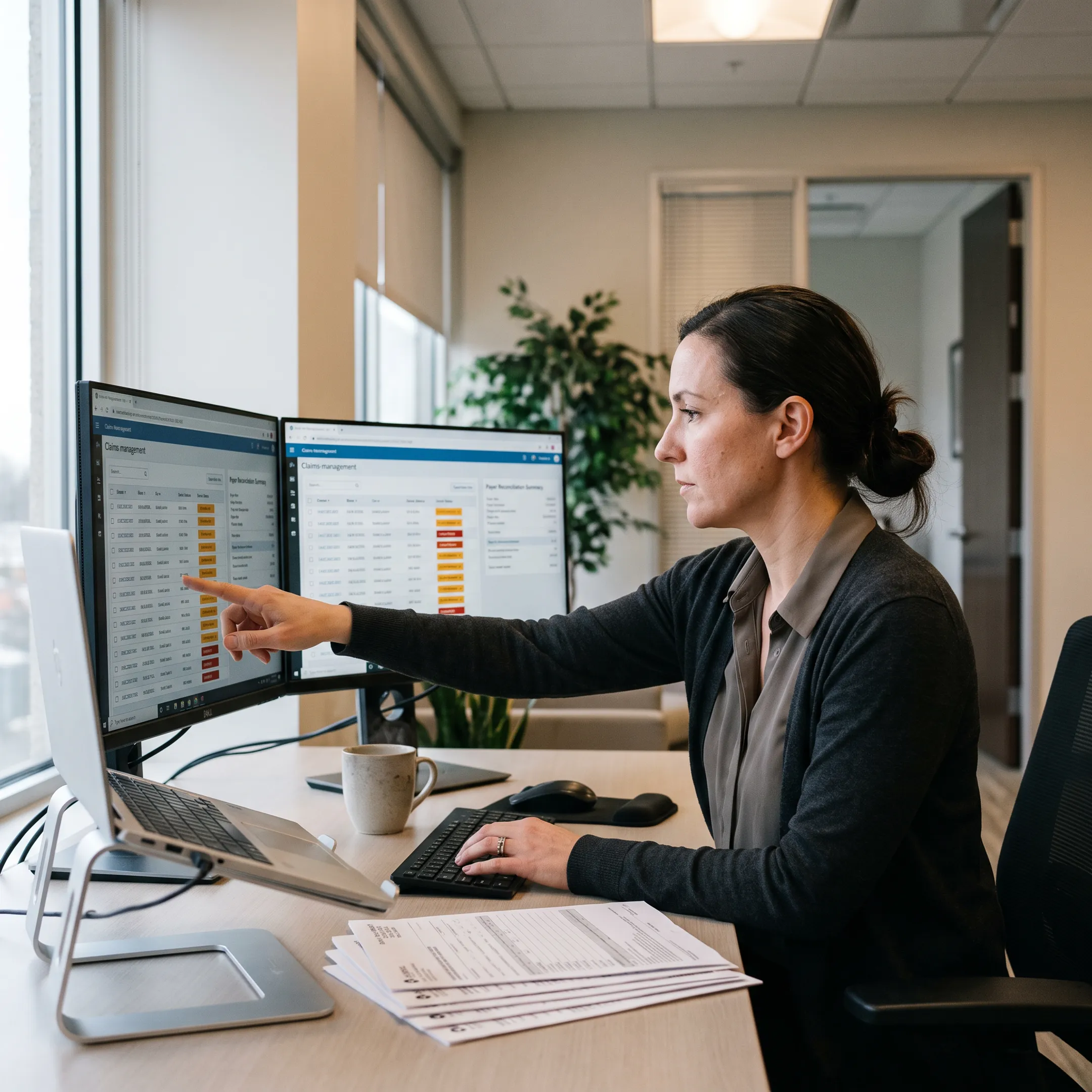 Infectious disease billing specialist analyzing claims and payment trends