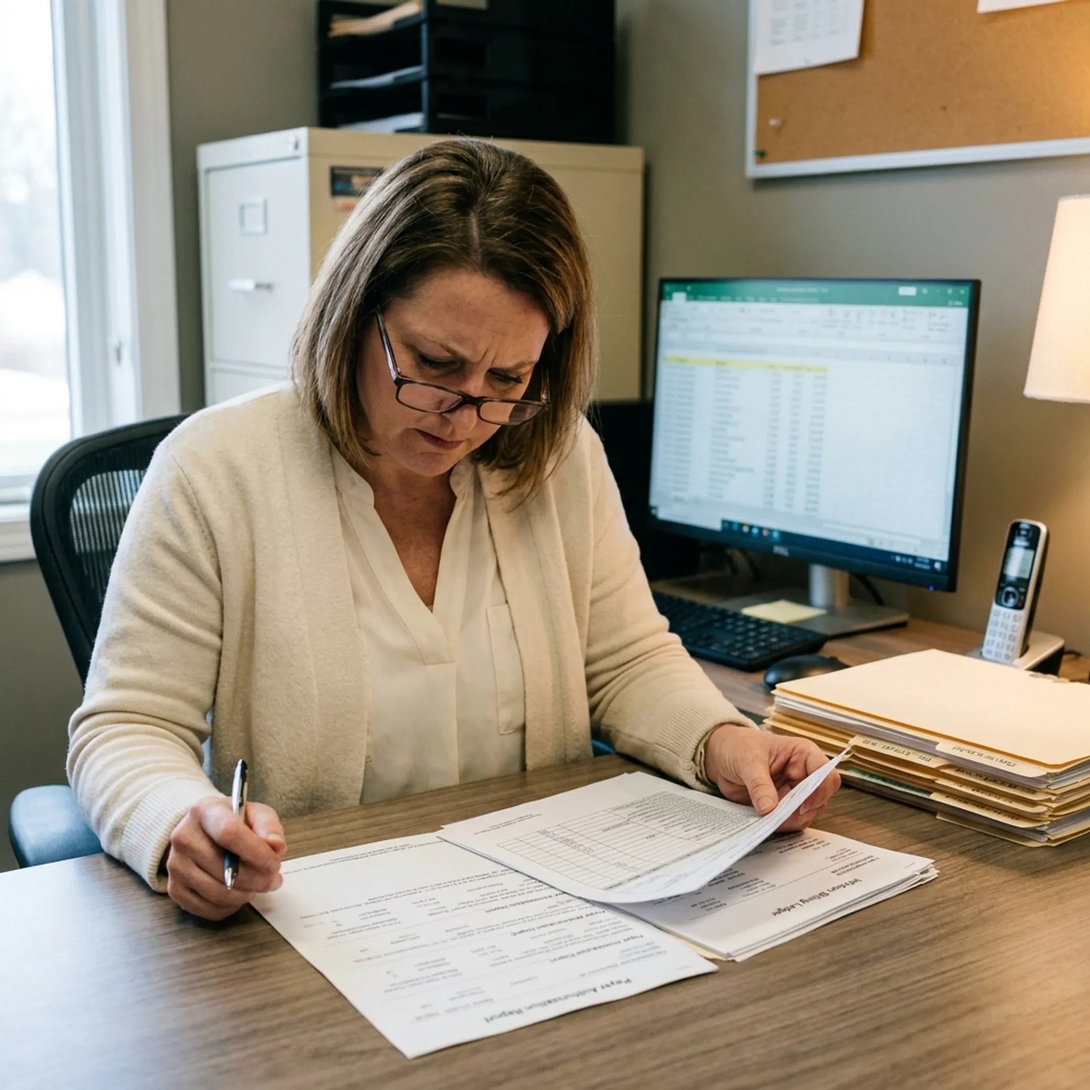 Infectious disease practice administrator analyzing billing workflow and reimbursement data