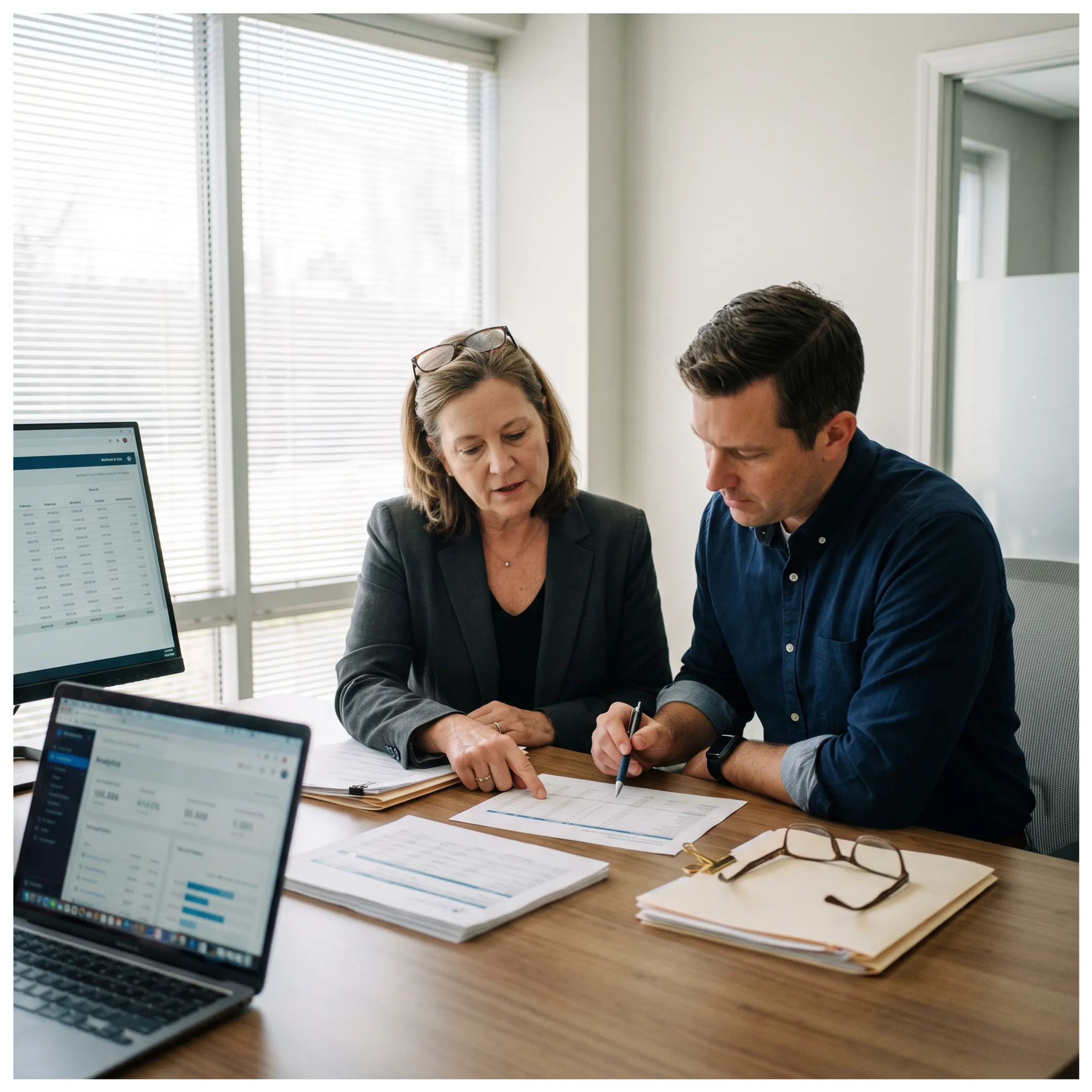 Infectious disease practice team reviewing infusion billing and revenue-cycle reports
