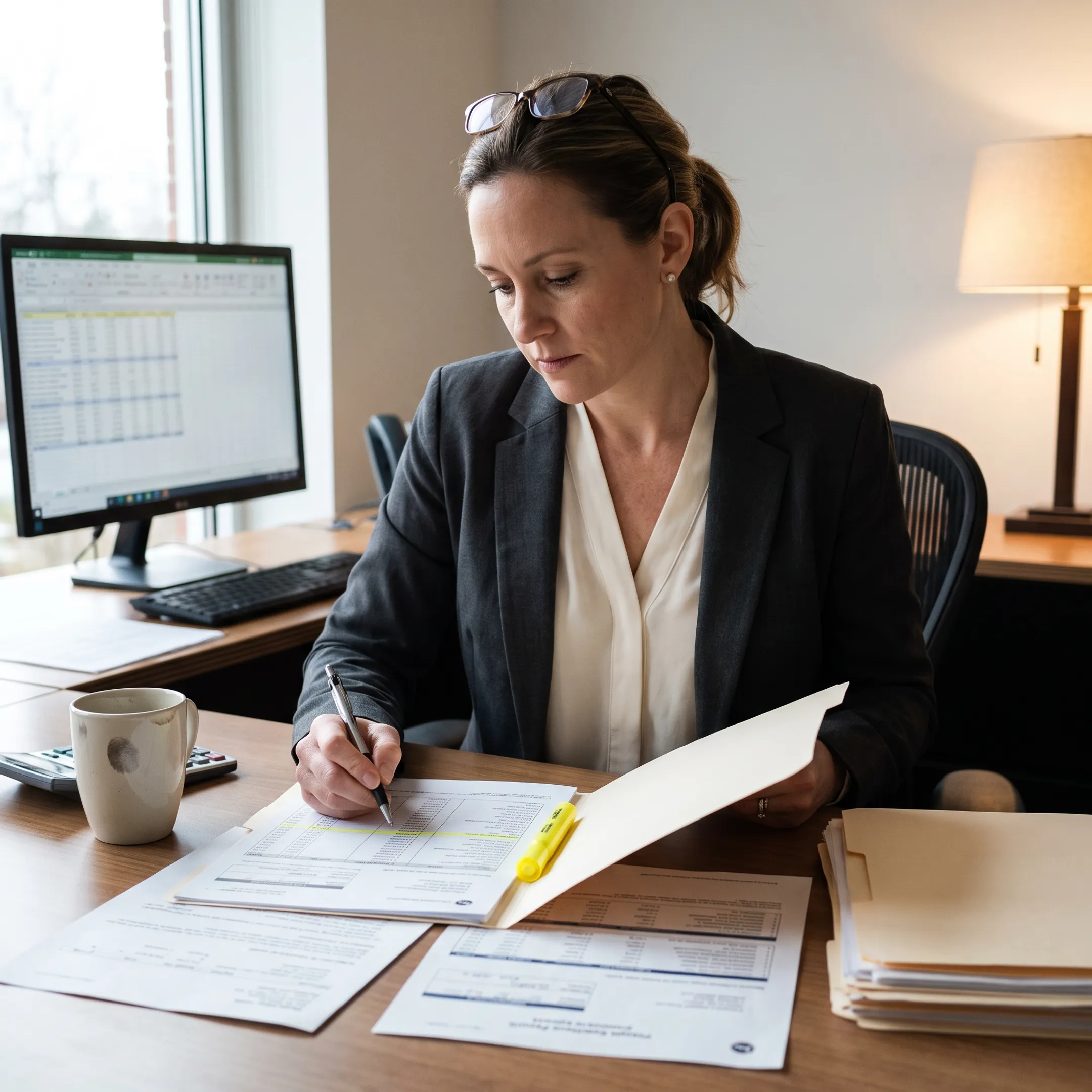 Medical billing specialist reviewing infectious disease practice claims and infusion revenue reports