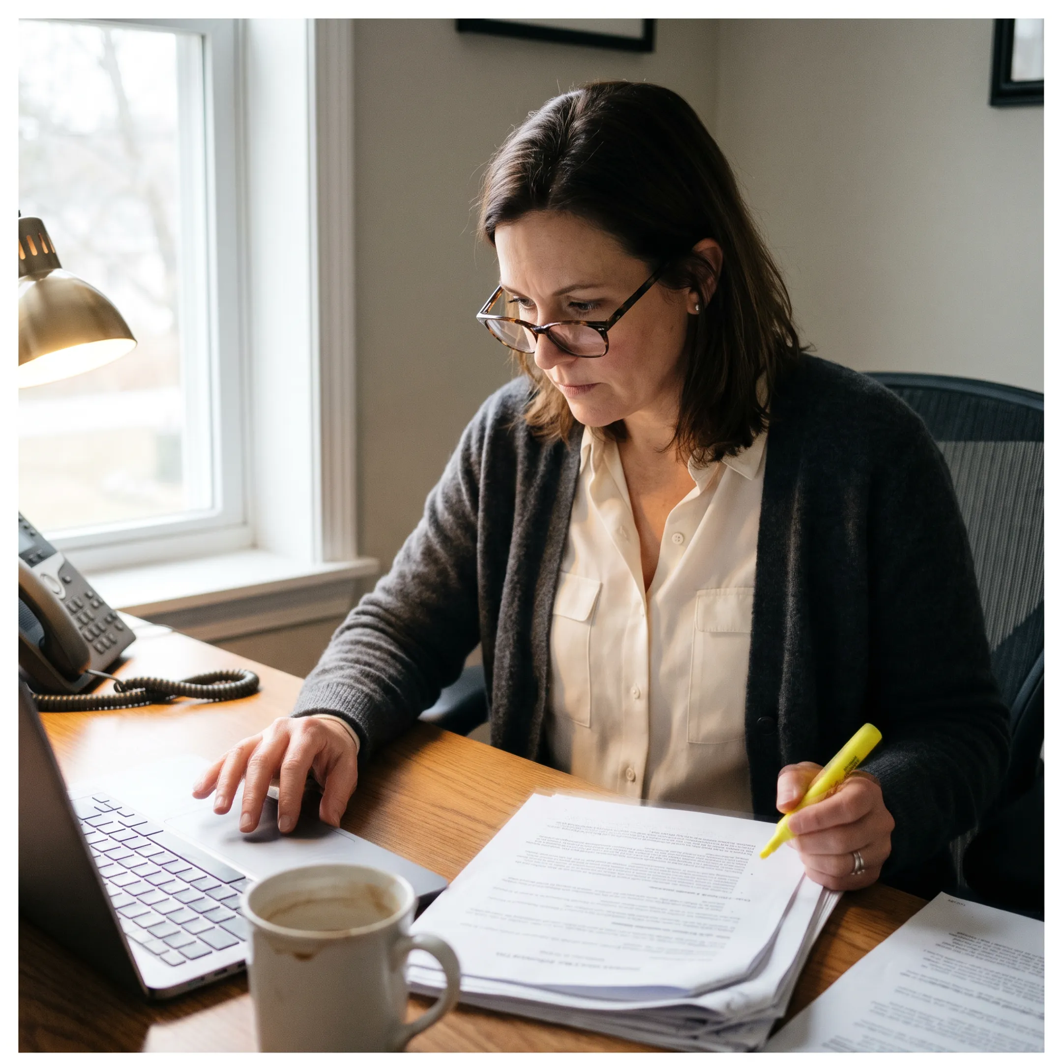 Infectious disease practice administrator analyzing billing workflow and infusion revenue