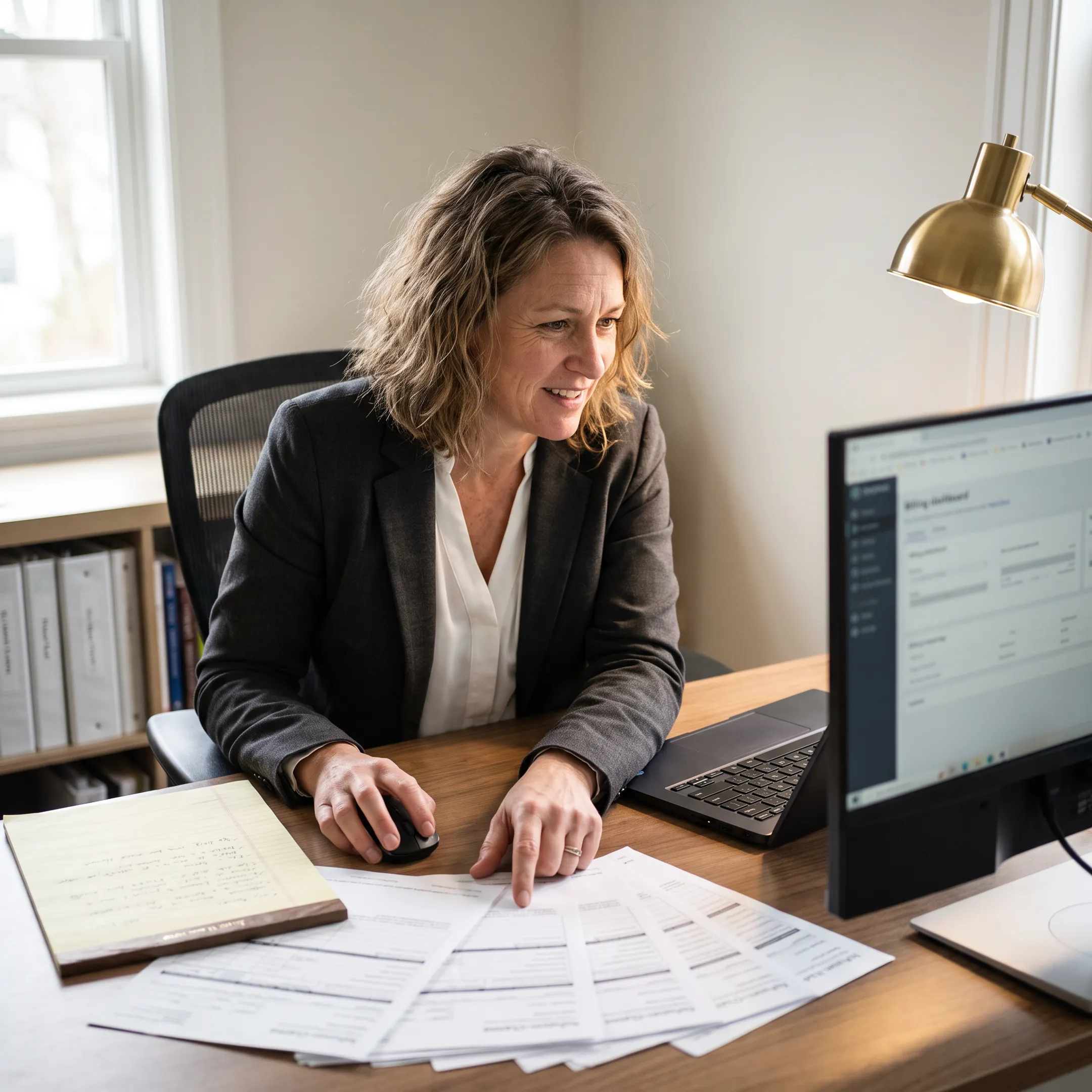 Infectious disease practice administrator analyzing revenue-cycle performance
