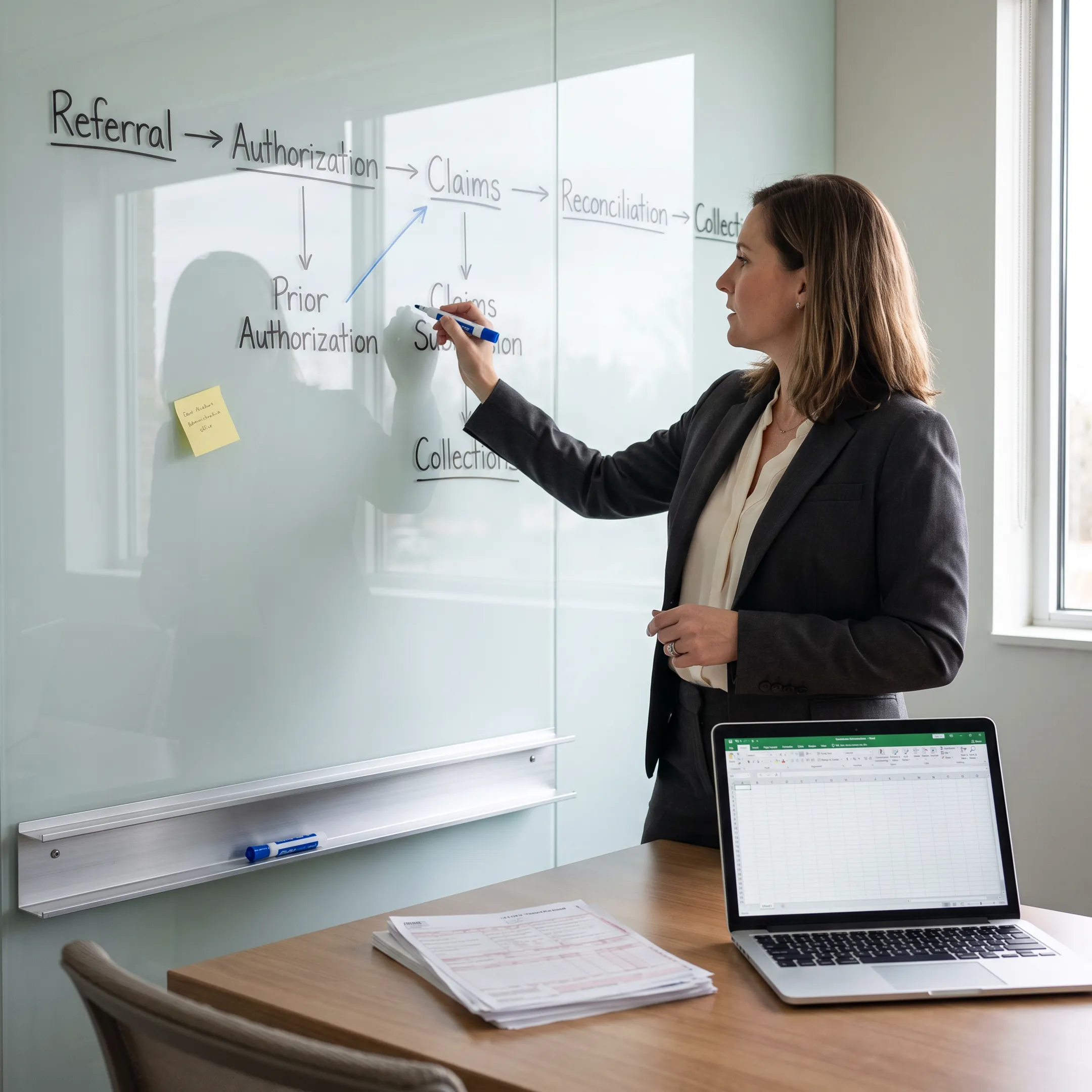 ID practice billing workflow with claims and payment review