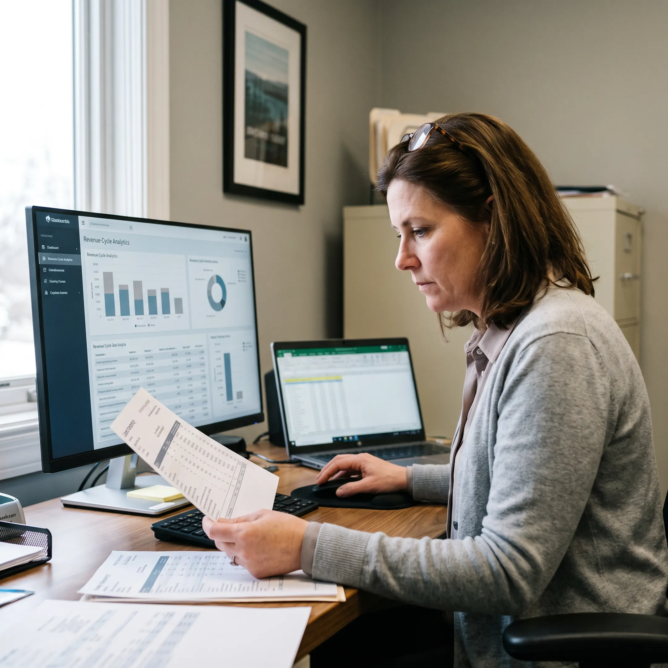 ID practice administrator analyzing infusion revenue cycle performance