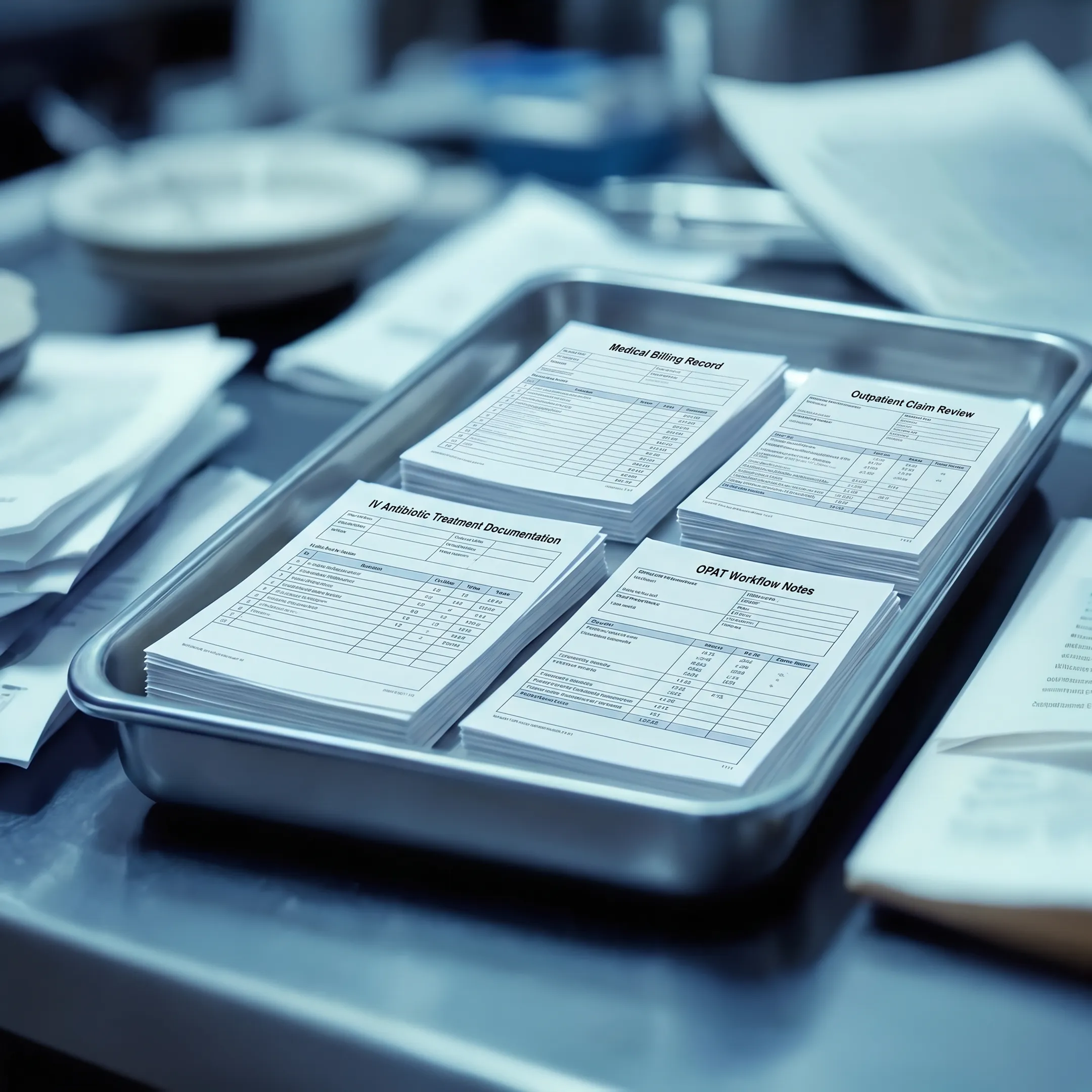 Medical billing records for IV antibiotics and outpatient parenteral antimicrobial therapy