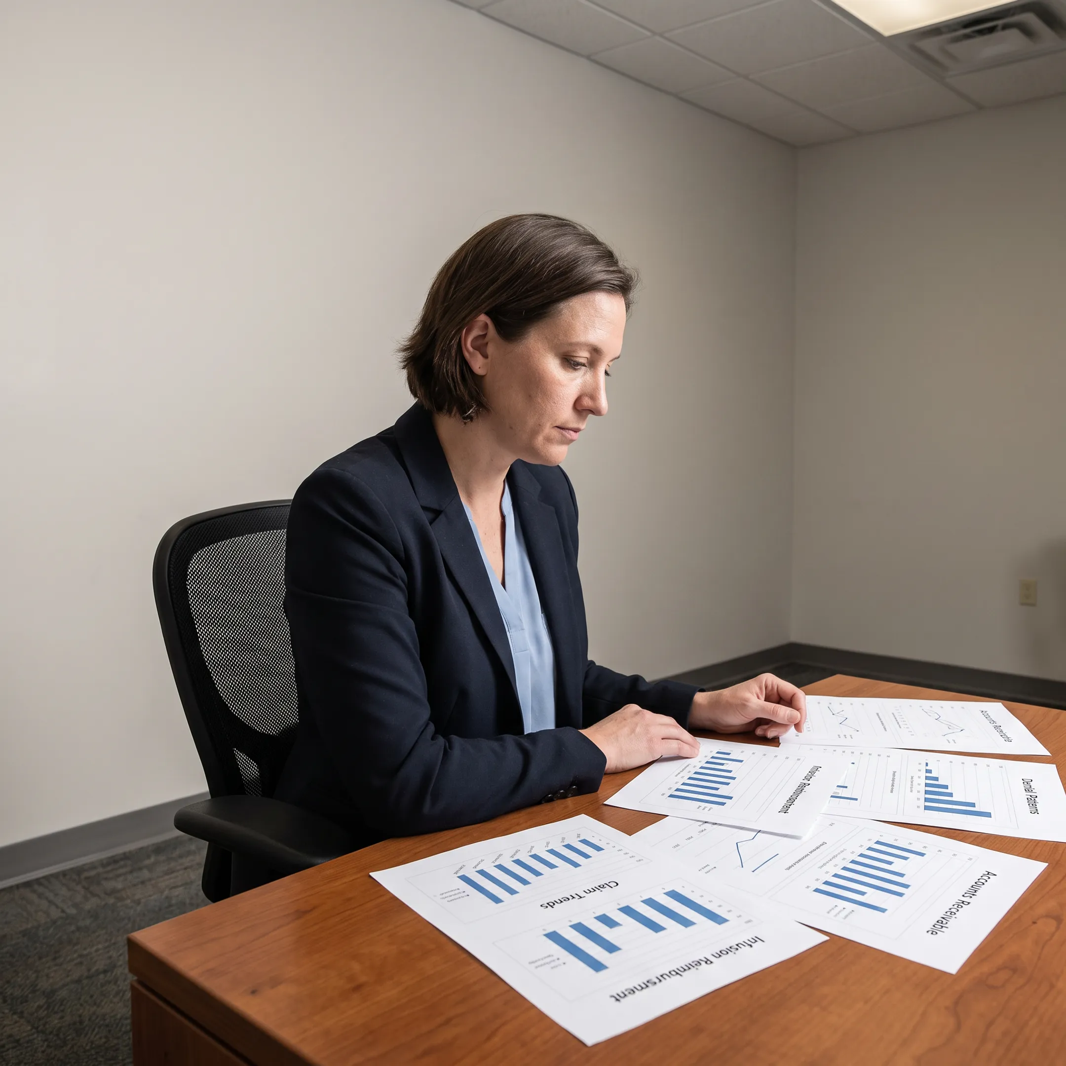 Specialist analyzing infectious disease revenue cycle performance and claim trends