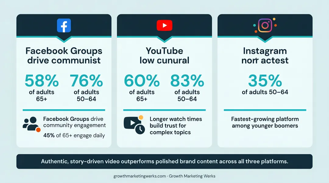 Top social media platforms for adults 65-plus usage rates and engagement breakdown