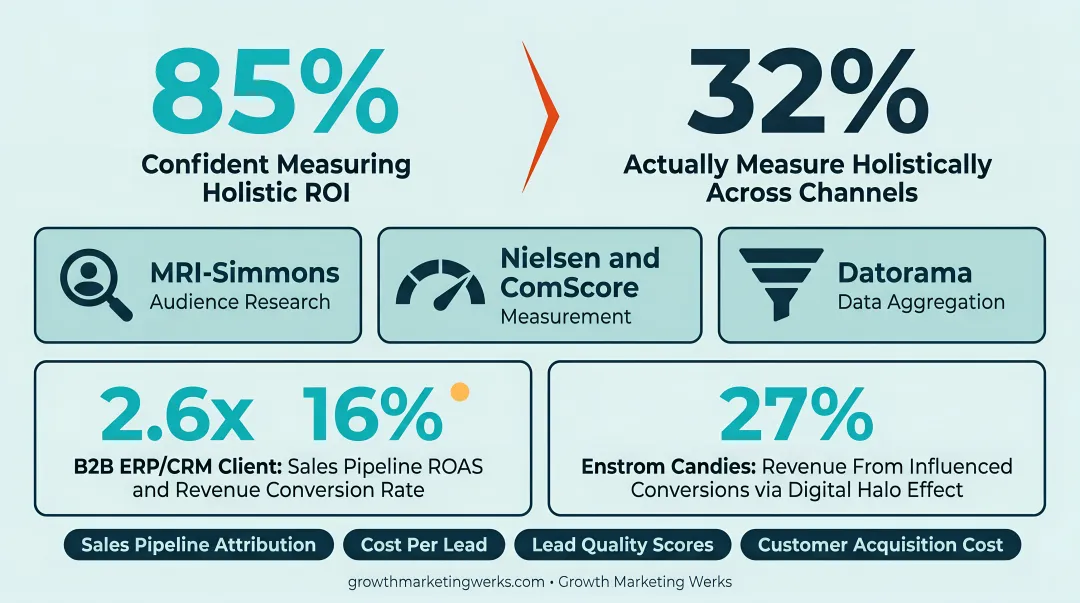 Full-funnel attribution case study results showing 2.6x pipeline ROAS and revenue conversion