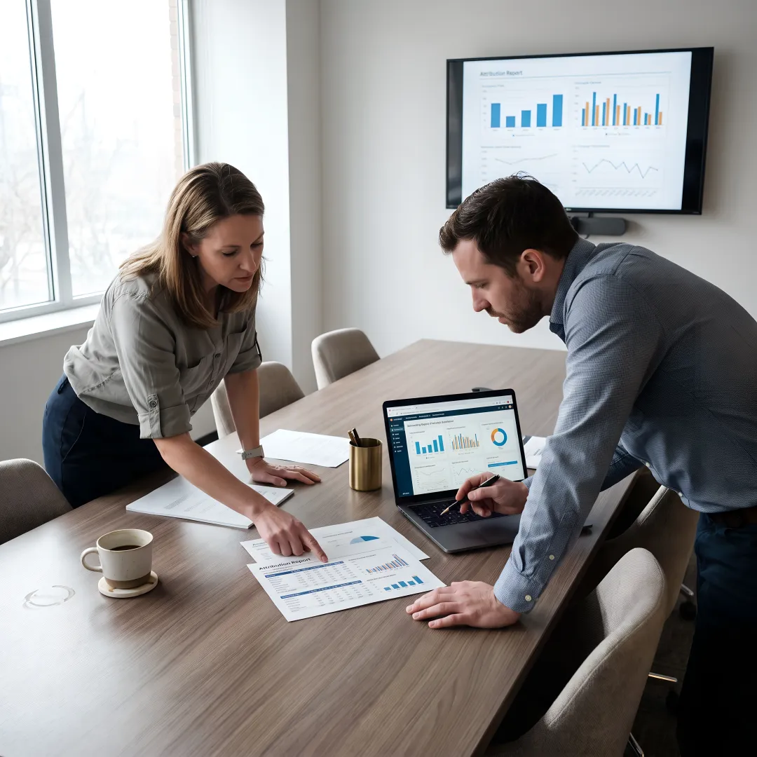 Media team reviewing campaign analytics dashboard