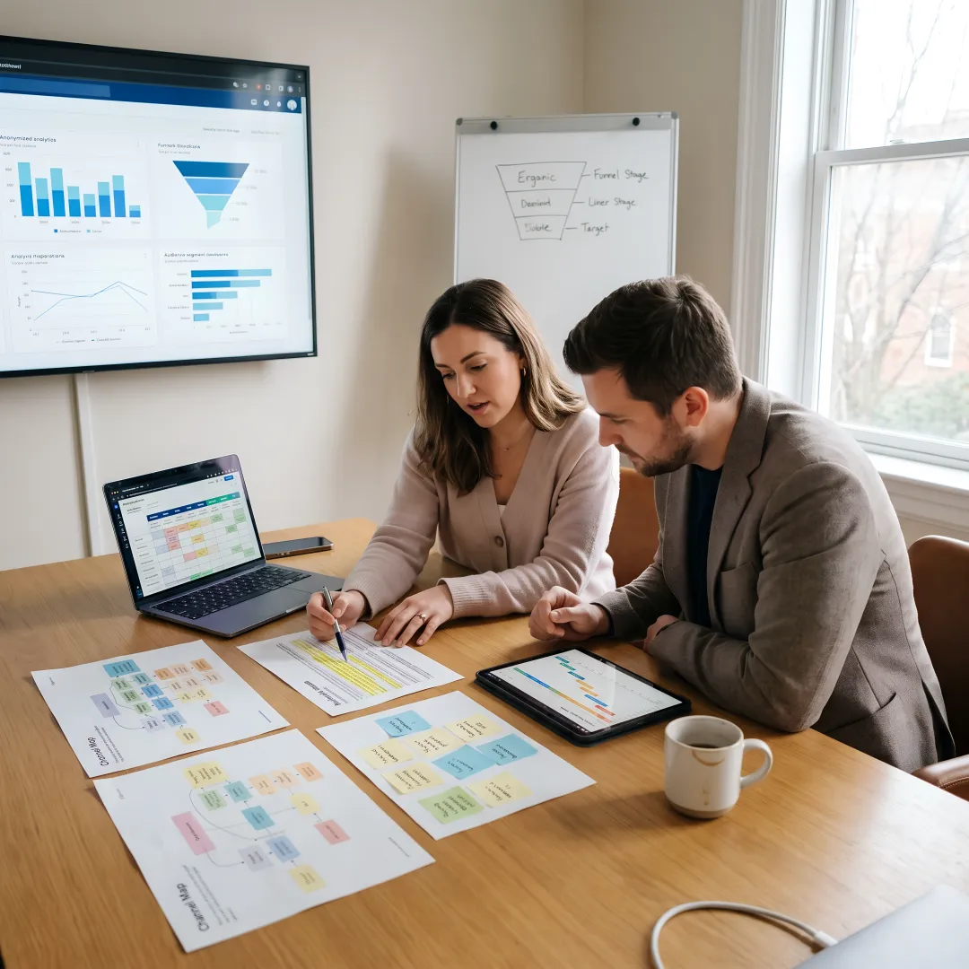 Marketing team mapping omnichannel media strategy