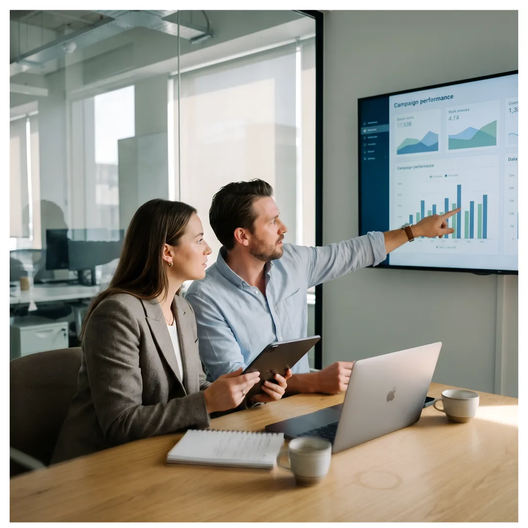 Paid media agency team analyzing digital marketing campaigns