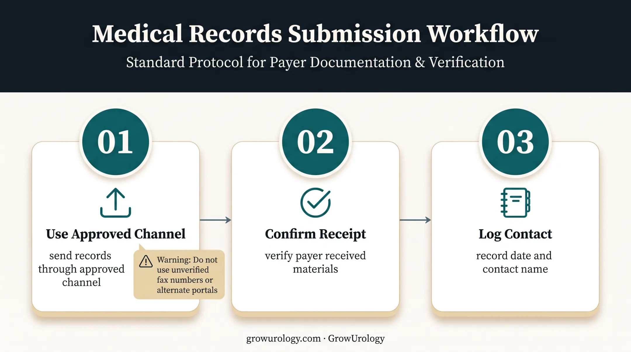 Three-step process for submitting missing prior authorization records