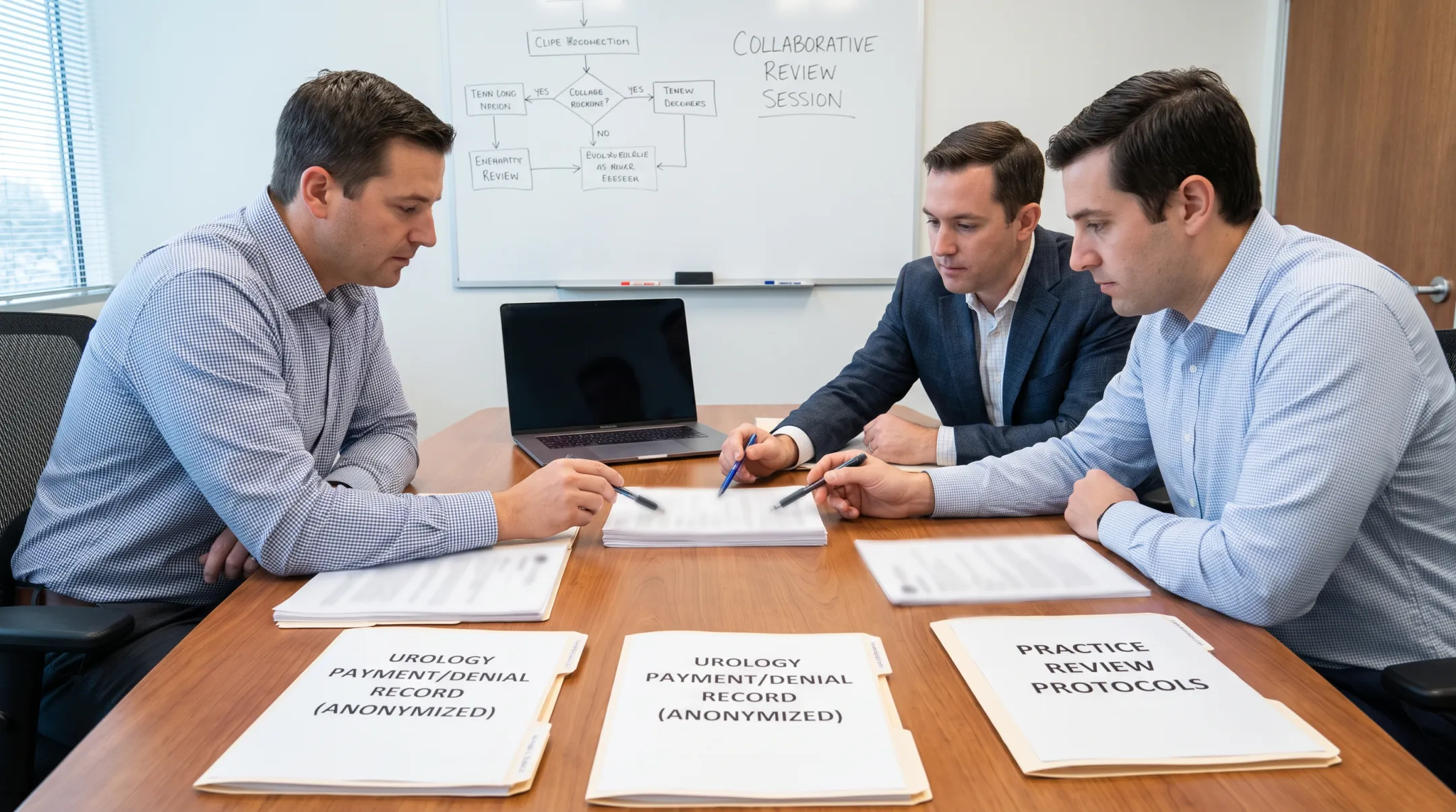 Revenue cycle specialists reviewing urology claims and denial patterns