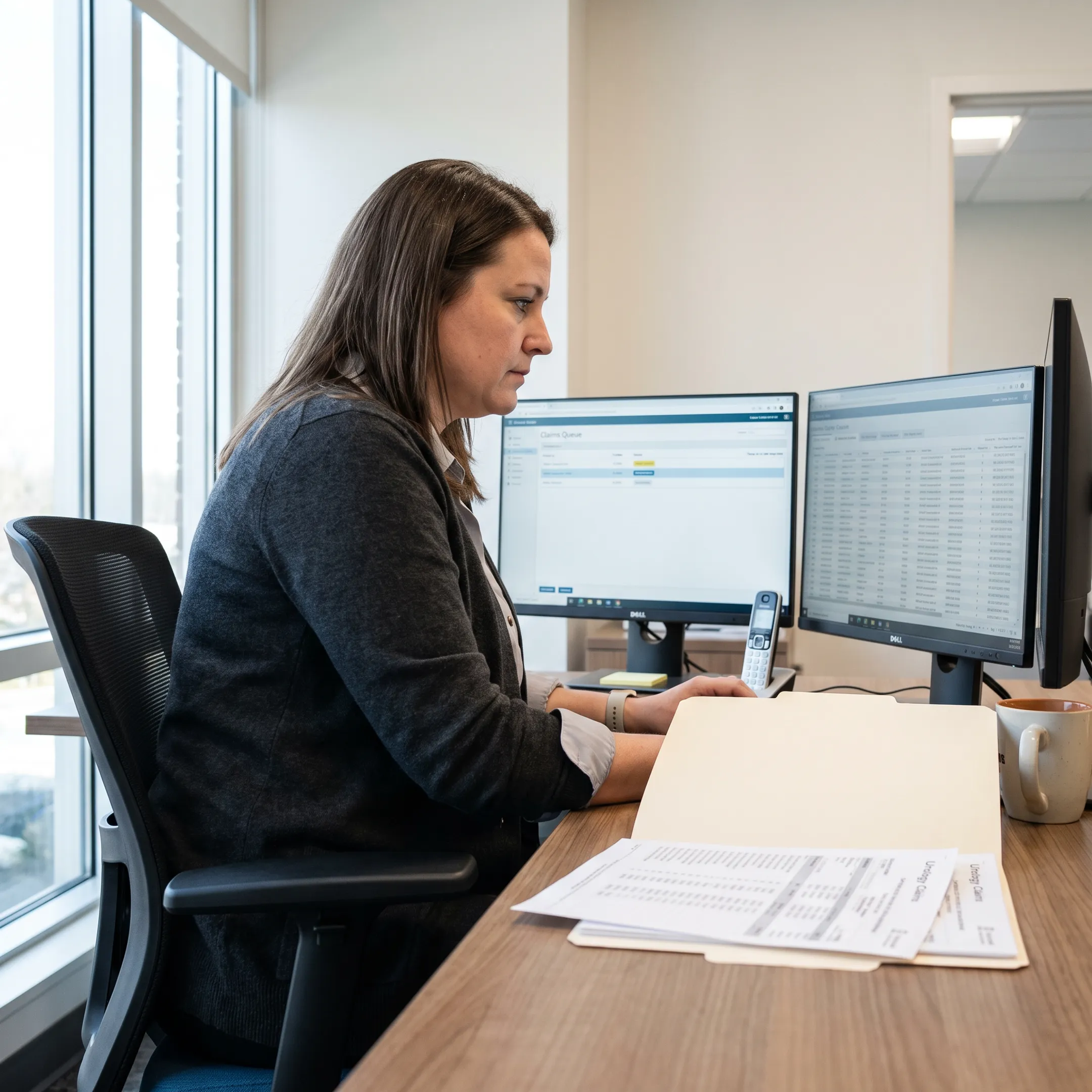Revenue cycle specialist analyzing urology claims and outstanding account balances