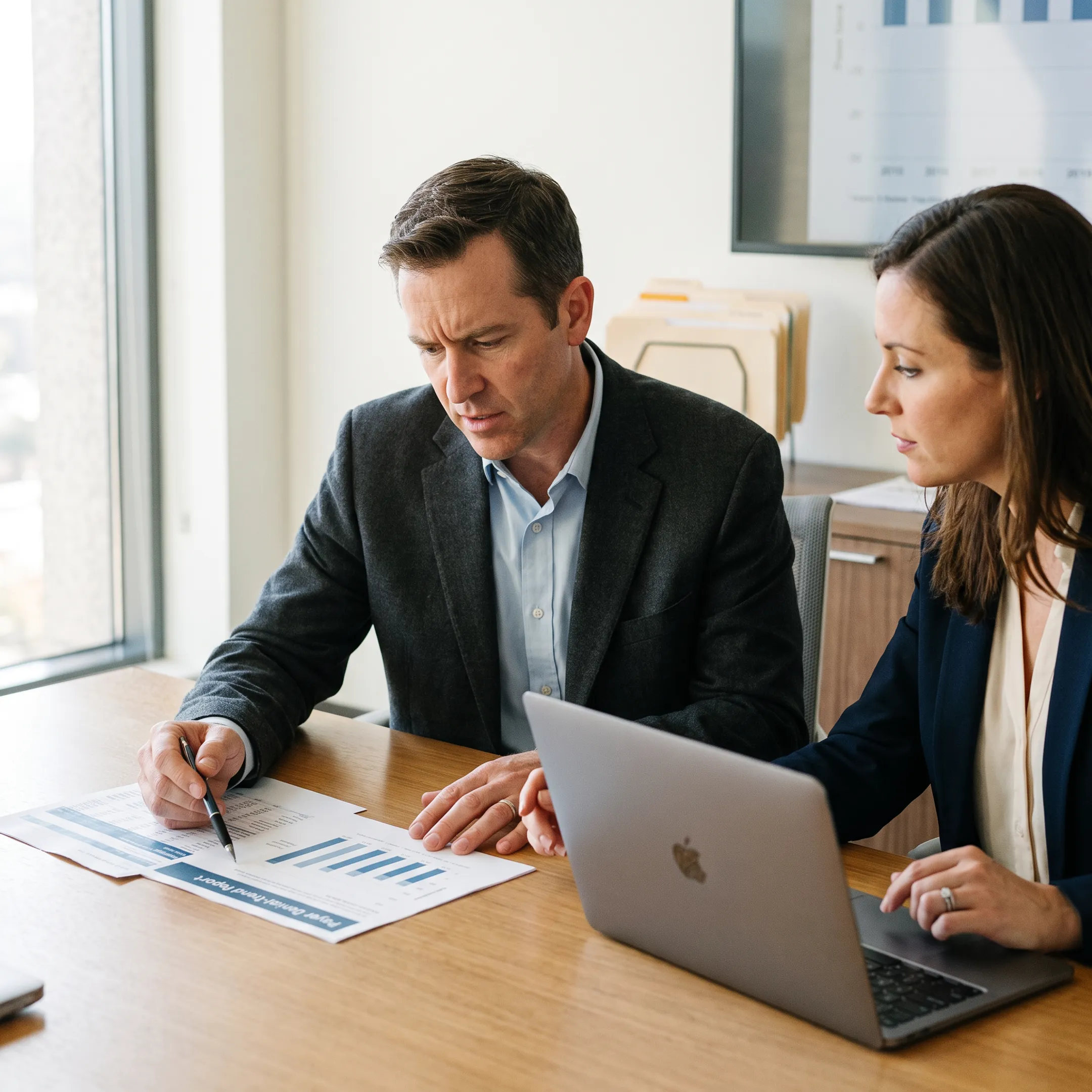 Urology practice administrator examining denial trends and accounts receivable performance