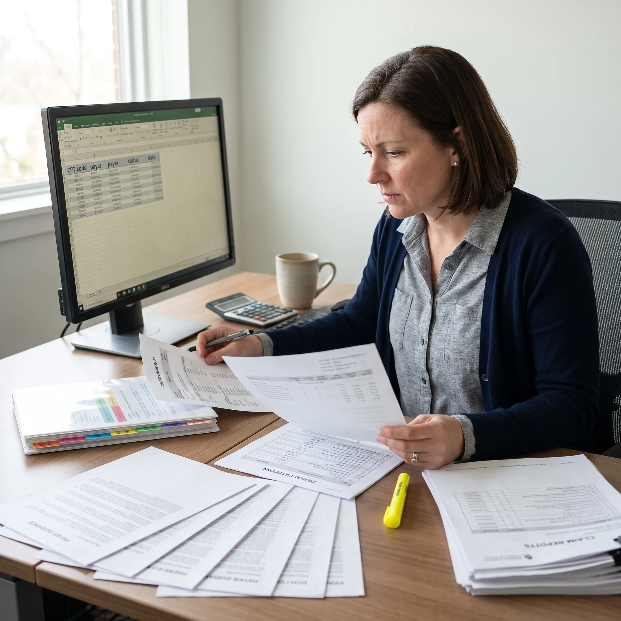 Urology revenue cycle analyst examining coding and denial reports