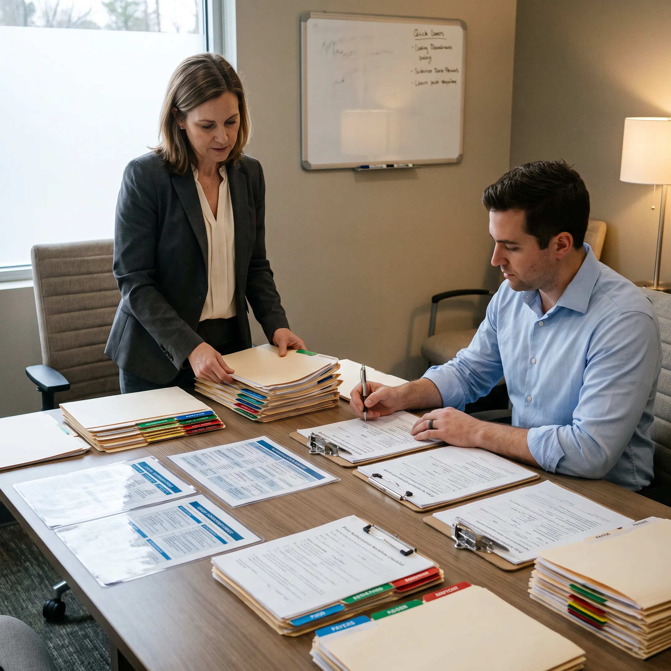 Urology practice team organizing payer enrollment and credentialing resources