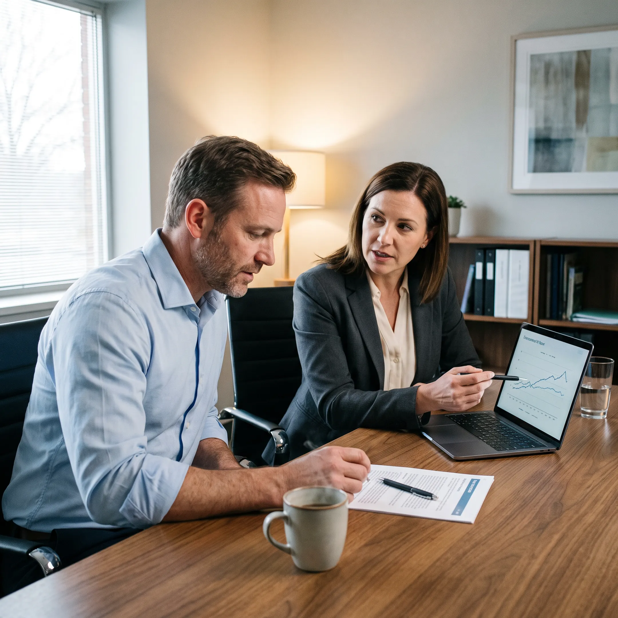 Urology practice owner examining reimbursement and billing performance data