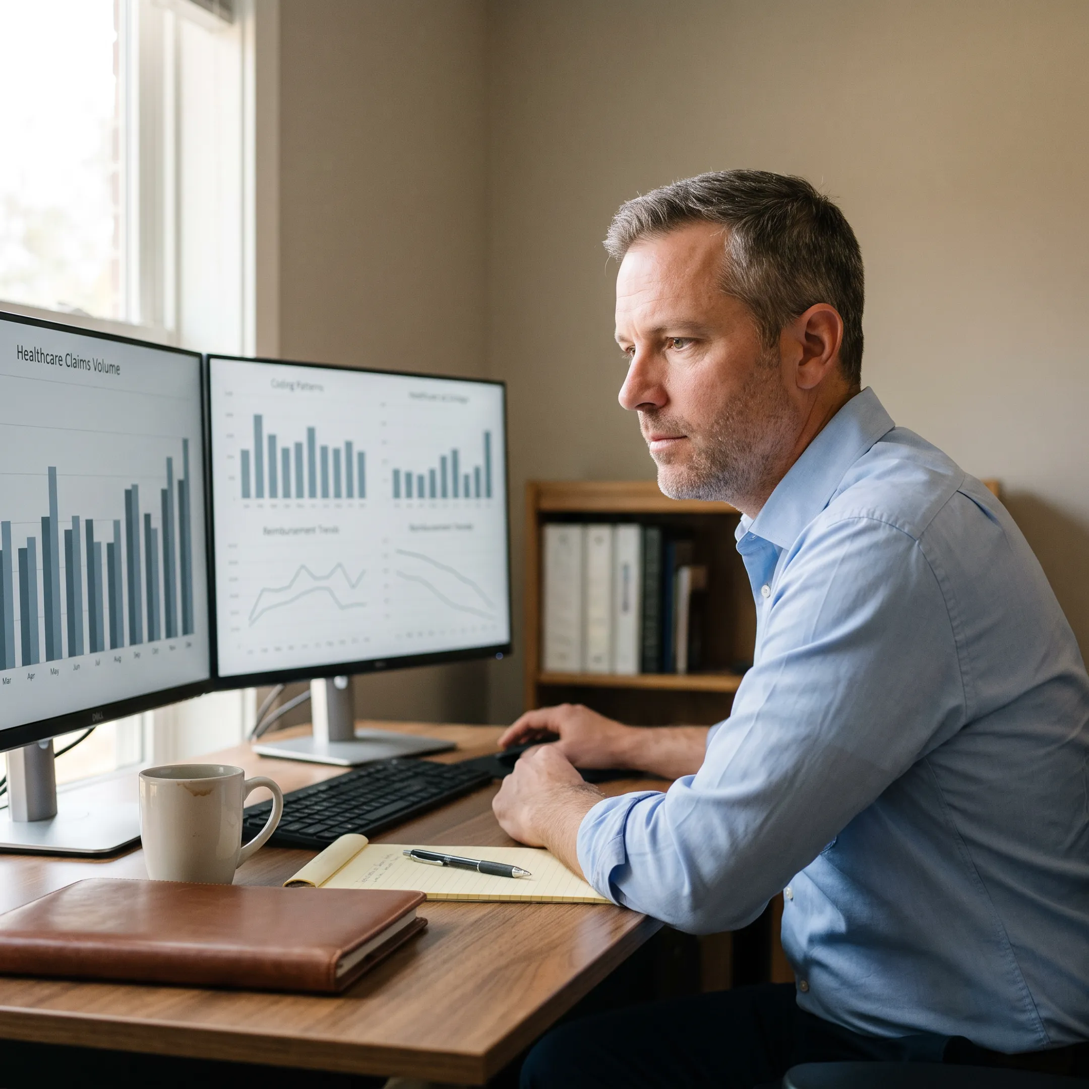 Consultant analyzing urology coding and practice performance data