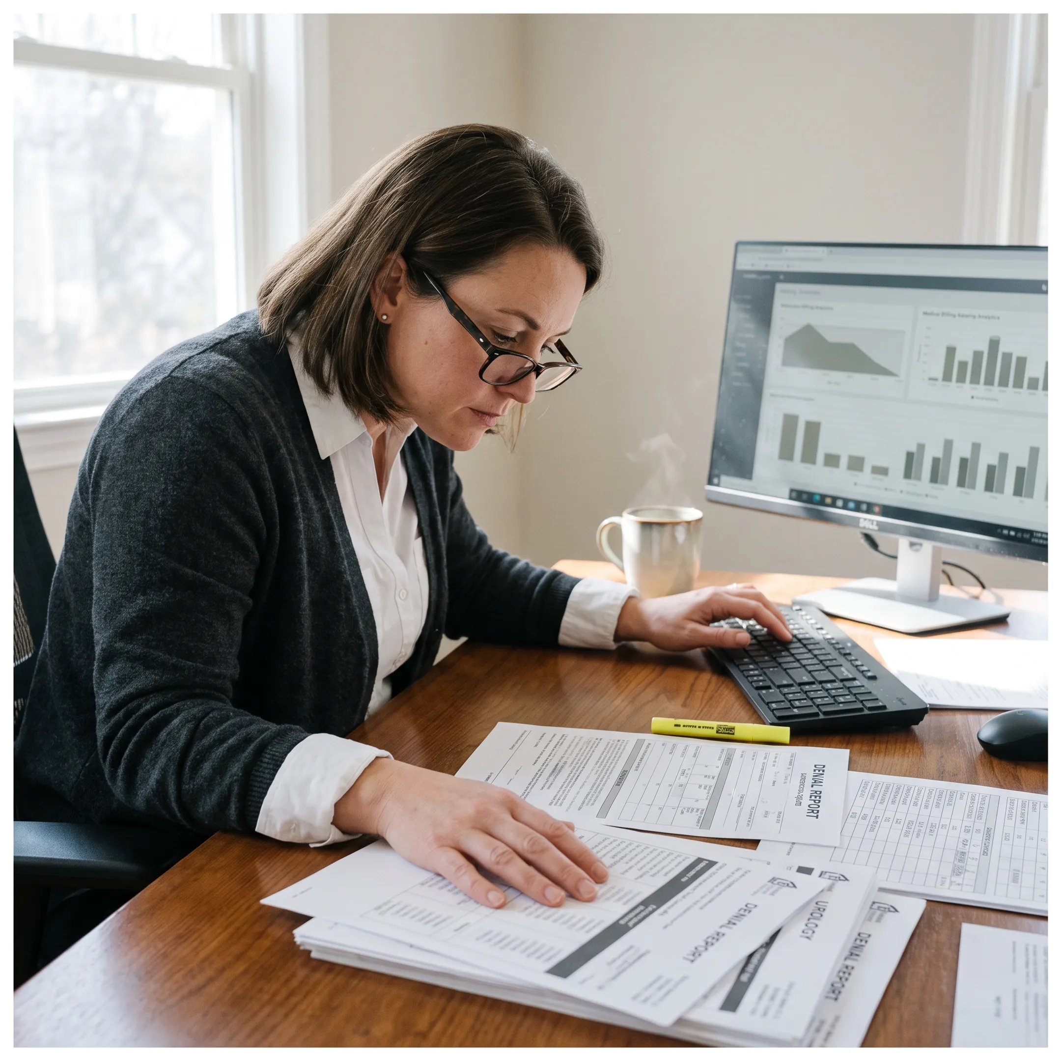 Specialist analyzing urology revenue cycle performance