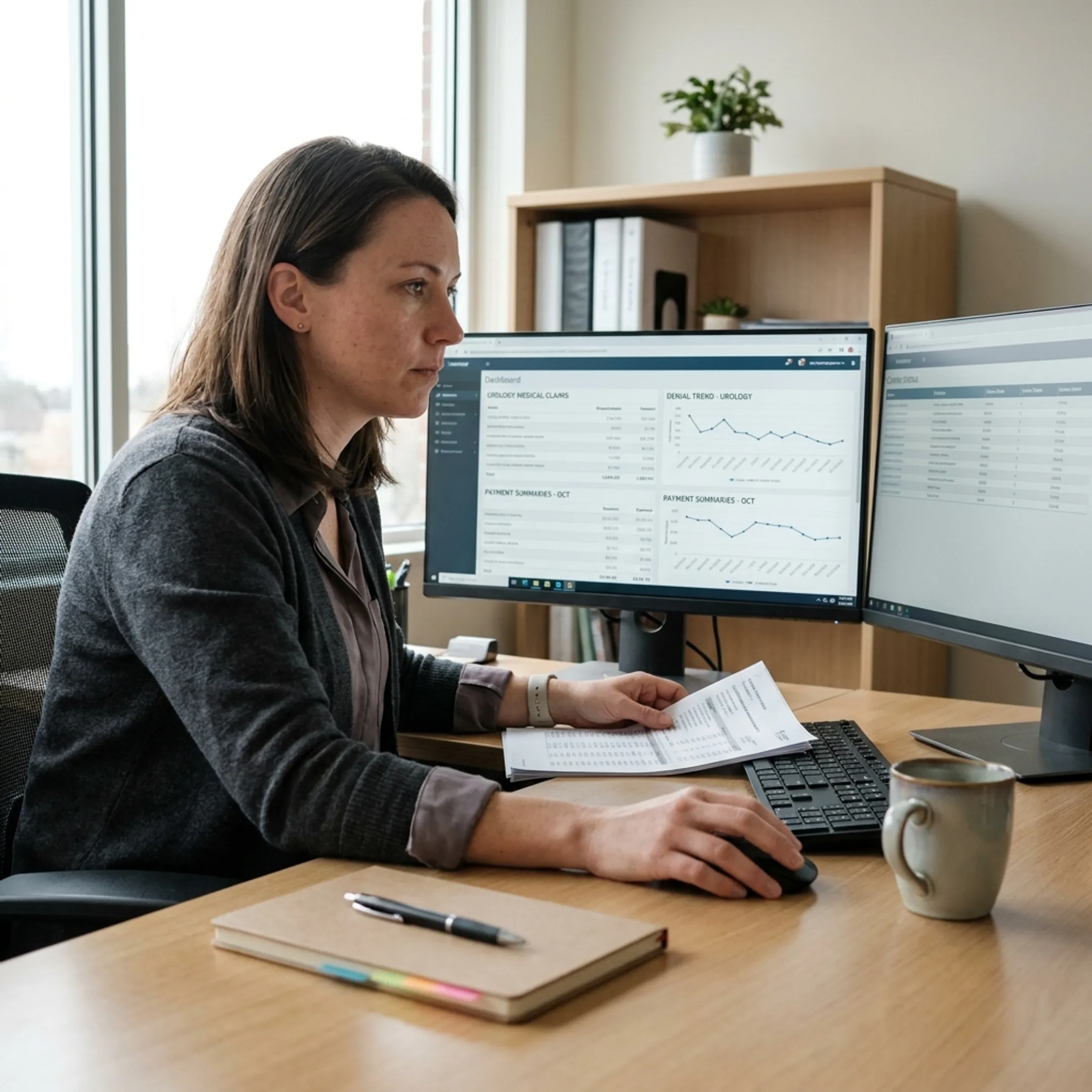Consultant analyzing urology practice billing and payment performance