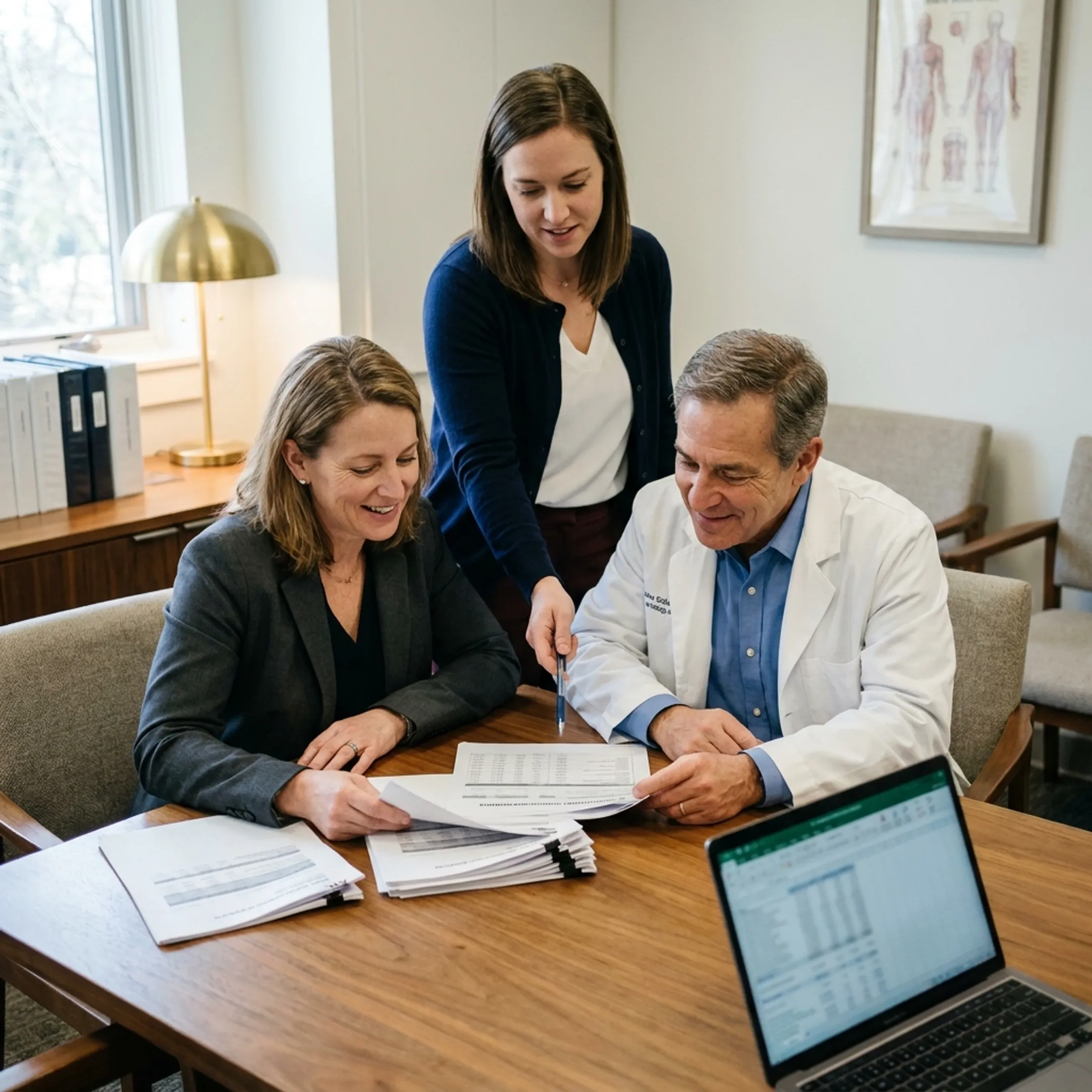 Urology practice team analyzing reimbursement and billing performance