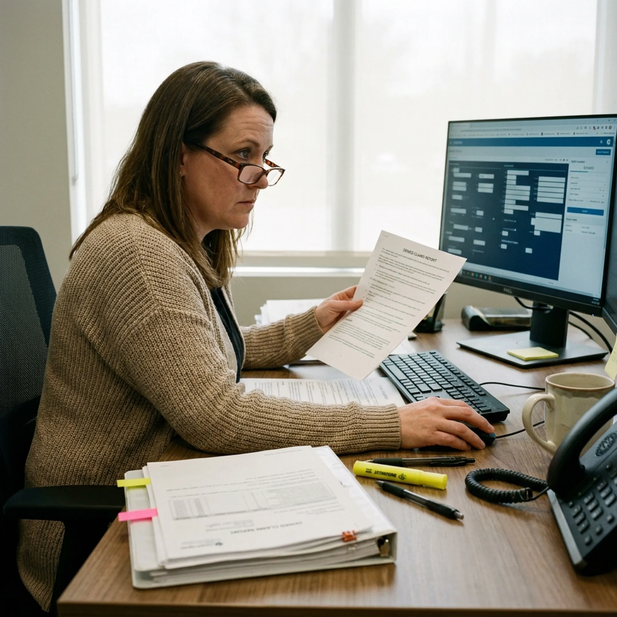 Urology billing specialist analyzing denied claims and reimbursement details