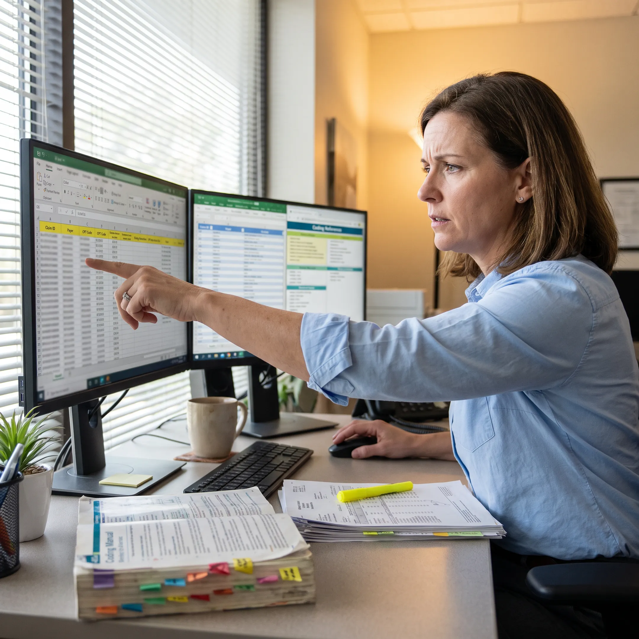 Urology revenue cycle analyst comparing claims, denials, and payment data