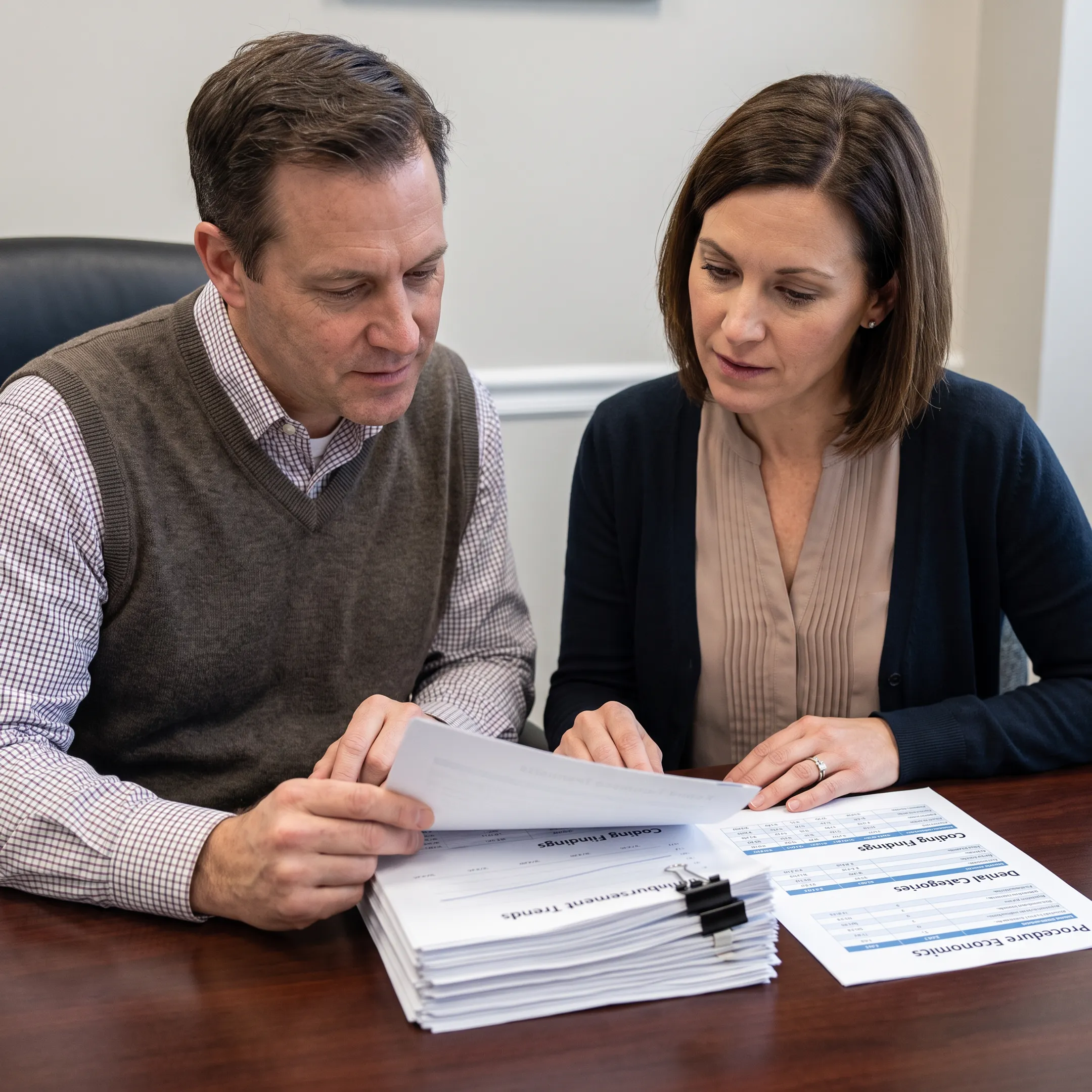 Urology practice owner reviewing reimbursement and billing analysis