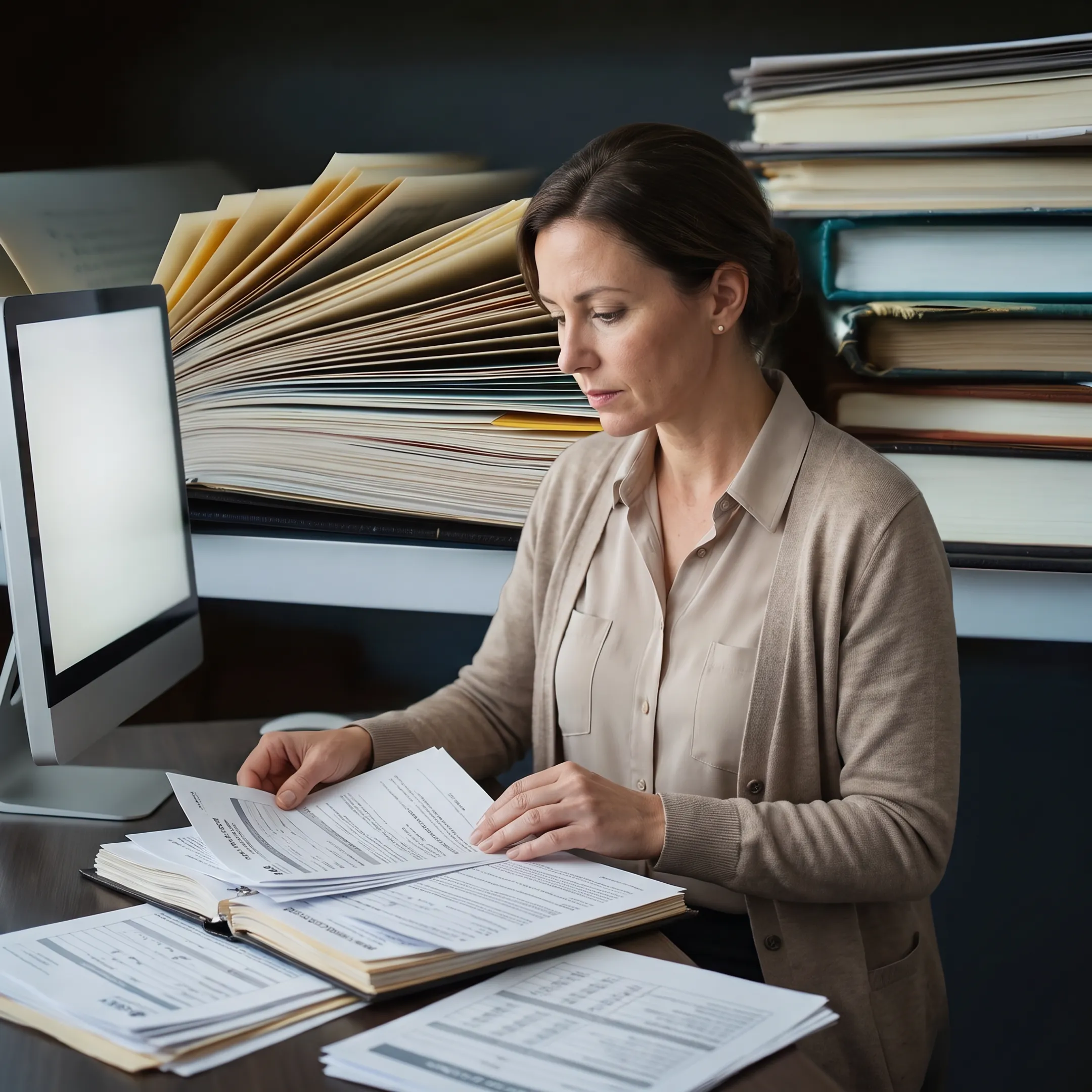 Urology administrator organizing payer enrollment and credentialing materials